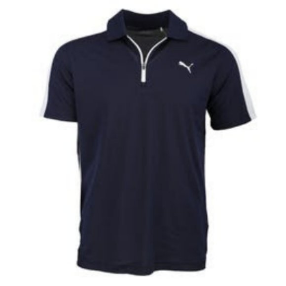Puma Navy Blue Short Sleeve Golf Polo Shirt Size Small - Picture 3 of 9